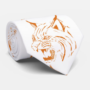 Bobcat Wild Cat Team Mascot Necktie Burnt Orange