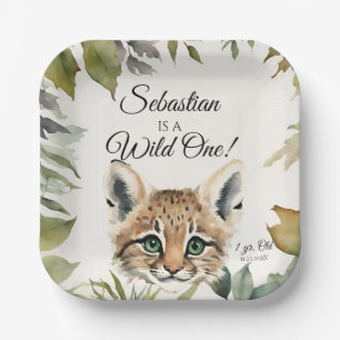 Bobcat Wild One Woodland Animal Birthday Party Paper Plate