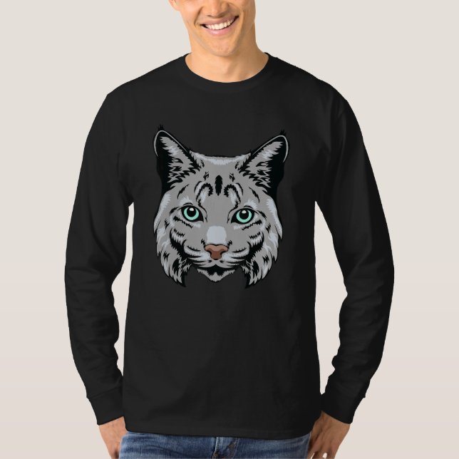 Bobcat Wildcat Staring Cool Animal Head Face Masc T-Shirt (Front)