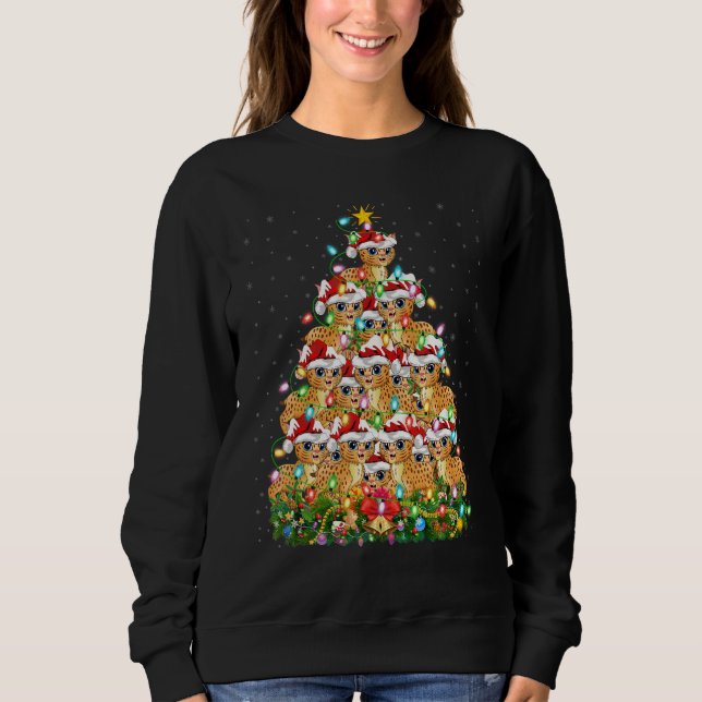 Bobcat   Xmas Lights Santa Bobcat Christmas Tree Sweatshirt (Front)