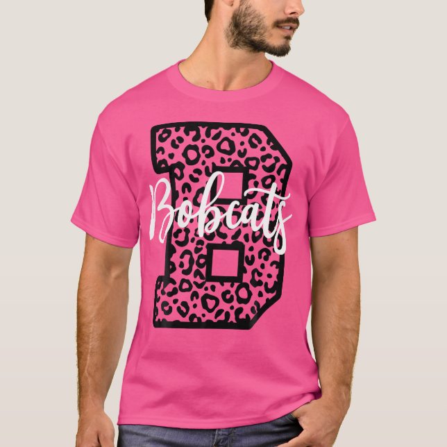 Bobcats School Spirit Leopard Sport Fan Game Day T-Shirt (Front)