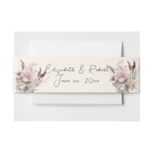 BoBo Pink Burgundy Dried Grasses King Protea Flowe Invitation Belly Band