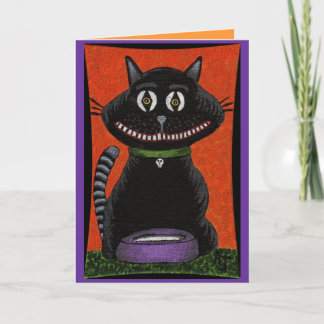 BOBO the BLACK CAT & SKULL COLLAR - Halloween card
