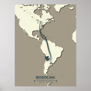Bobolink Migration Map – Minimalist Vintage Poster
