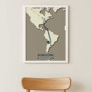 Bobolink Migration Map – Minimalist Vintage Poster