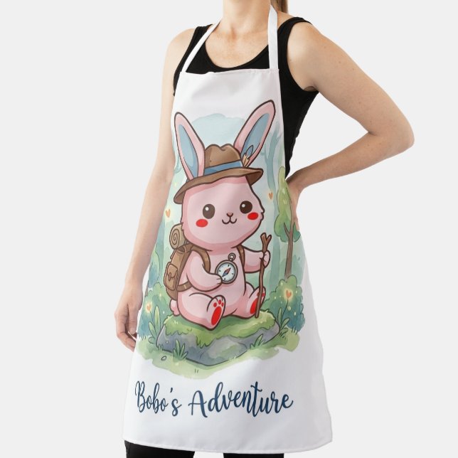 Bobo's Adventure Bunny Kitchen Apron - Cute Kawaii (Insitu)