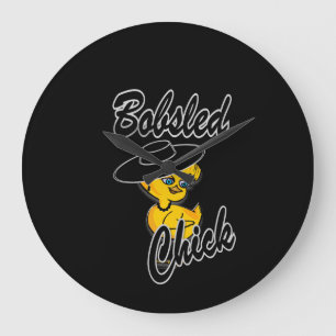 Bobsled Chick #4 Large Clock