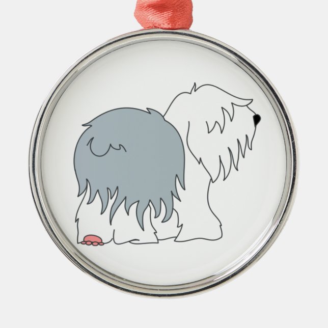 Bobtail Sheepdog Metal Tree Decoration (Front)