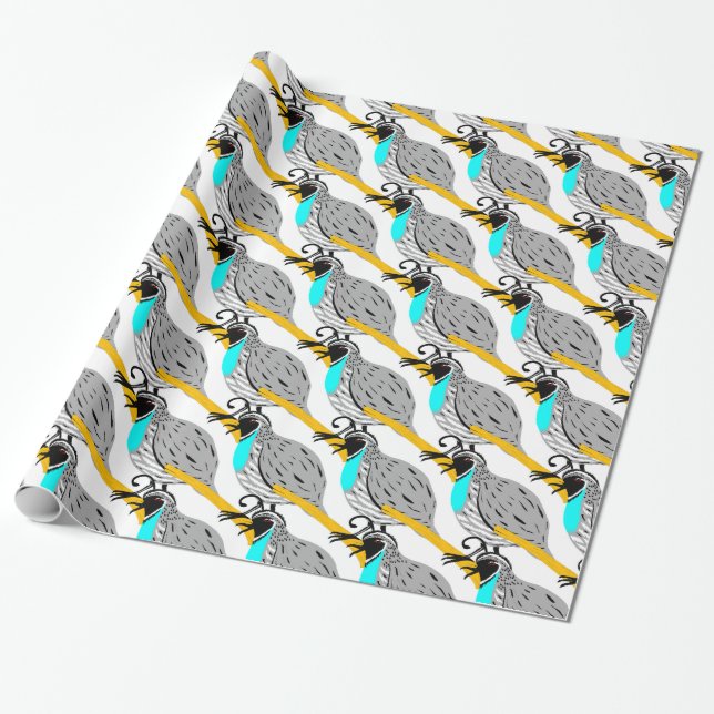 Bobwhite Blue-throated Quail Thunder_Cove Wrapping Paper (Unrolled)