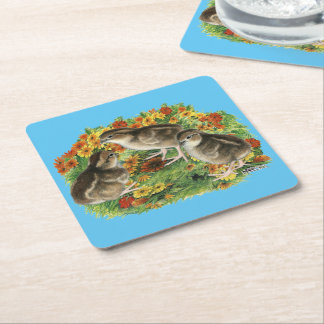 Bobwhite Garden Chicks Square Paper Coaster