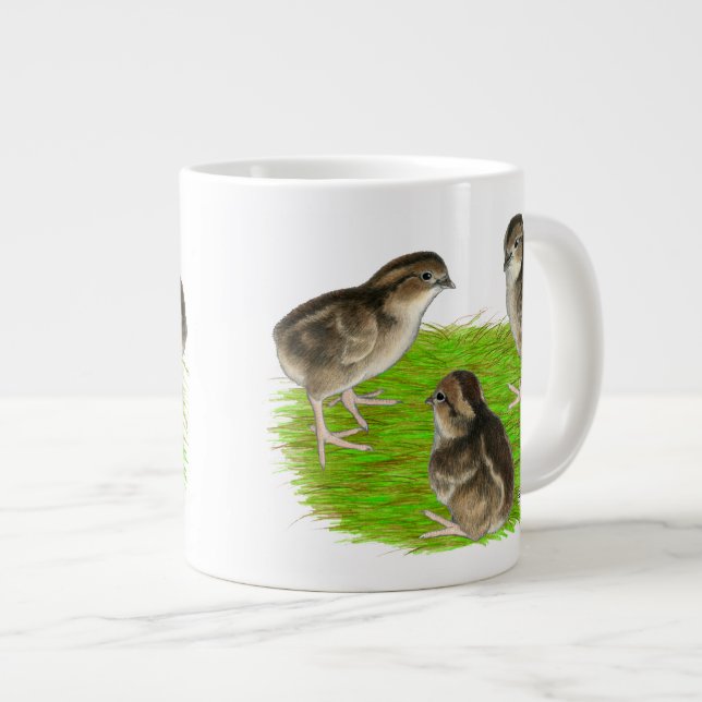 Bobwhite Quail Chicks Large Coffee Mug (Front Right)