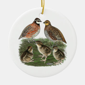 Bobwhite Quail Family Ceramic Tree Decoration
