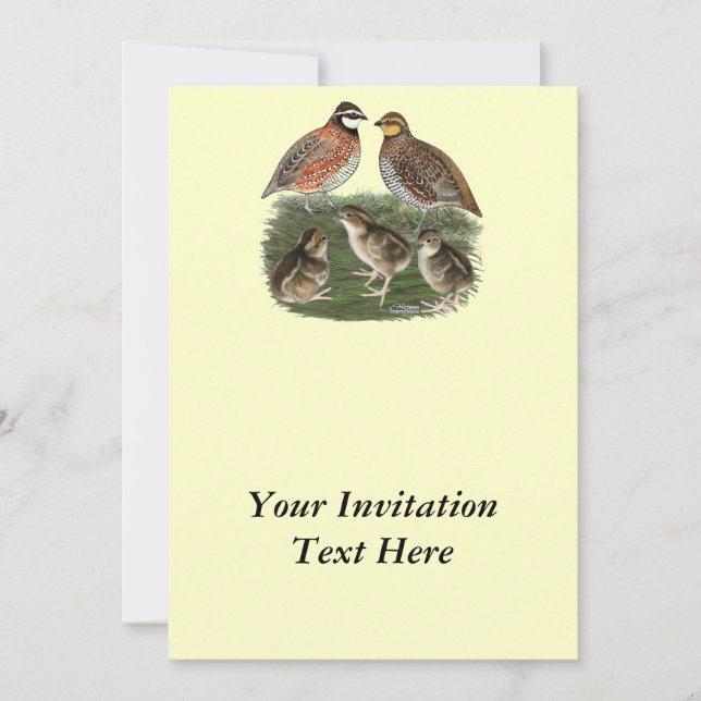 Bobwhite Quail Family Invitation (Front)
