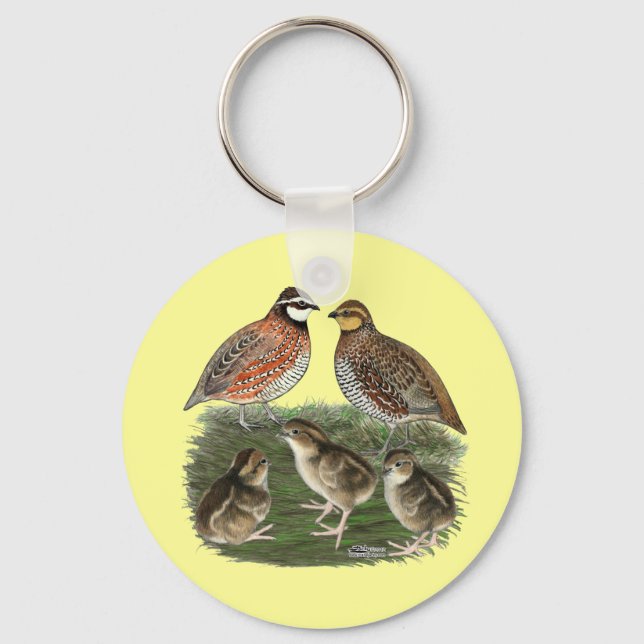 Bobwhite Quail Family Key Ring (Front)