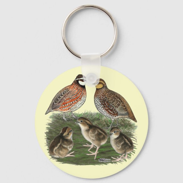 Bobwhite Quail Family Key Ring (Front)