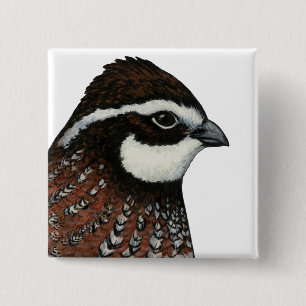Bobwhite Quail Head 15 Cm Square Badge