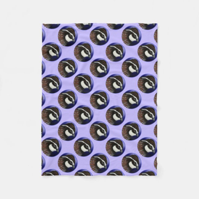 Bobwhite Quail Head Circle Fleece Blanket (Front)