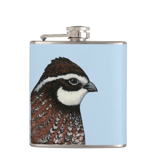 Bobwhite Quail Head Hip Flask (Front)