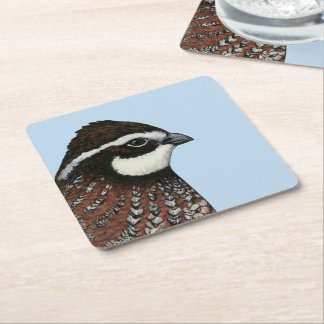 Bobwhite Quail Head Square Paper Coaster