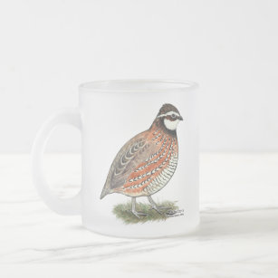 Bobwhite Quail Rooster Frosted Glass Coffee Mug