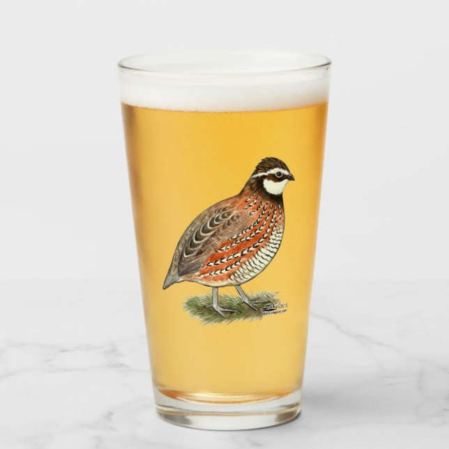 Bobwhite Quail Rooster Glass (Front Filled)