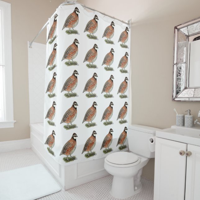 Bobwhite Quail Rooster Shower Curtain (In Situ)
