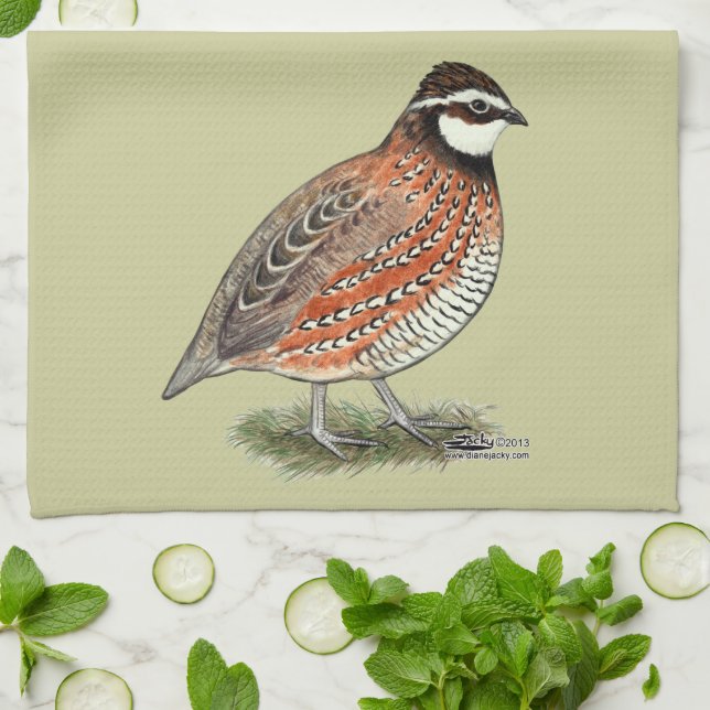 Bobwhite Quail Rooster Tea Towel (Folded)