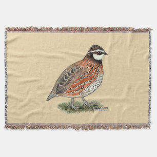 Bobwhite Quail Rooster Throw Blanket