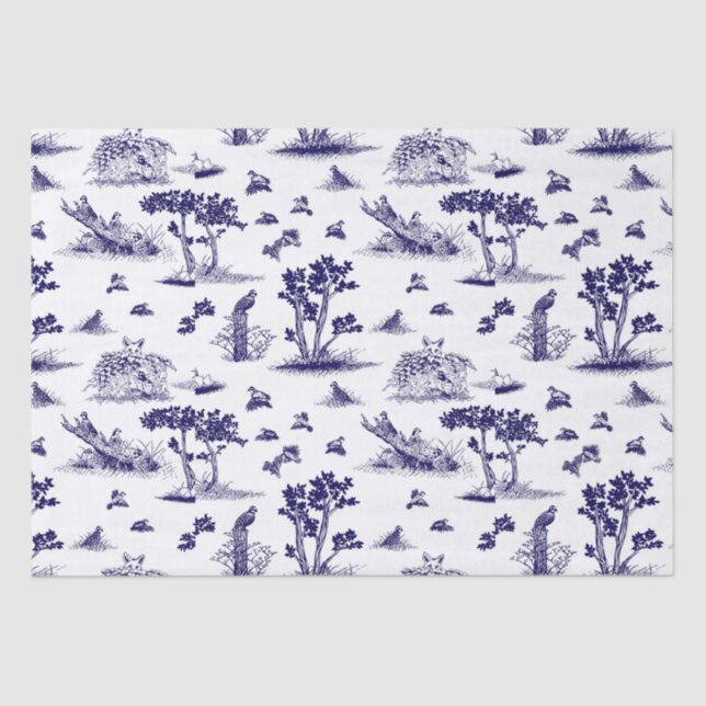 Bobwhite Toile De Jouy Tissue Paper Blue (Front)