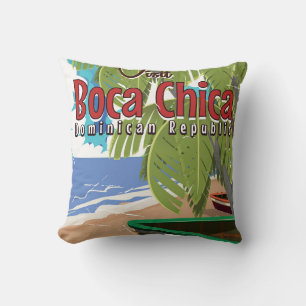 Boca Chica vintage travel poster Cushion