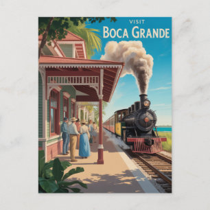 Boca Grande Gasparilla vintage railway station Postcard
