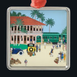 Boca Grande Railroad Depot Metal Tree Decoration<br><div class="desc">The Boca Grande Railroad Depot in its heyday.  The illustration is a detail from d.a.gordon dart's painting of it.</div>