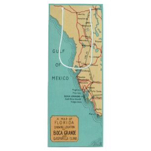 Boca Grande Useppa Island Map Wine  Gift Bag