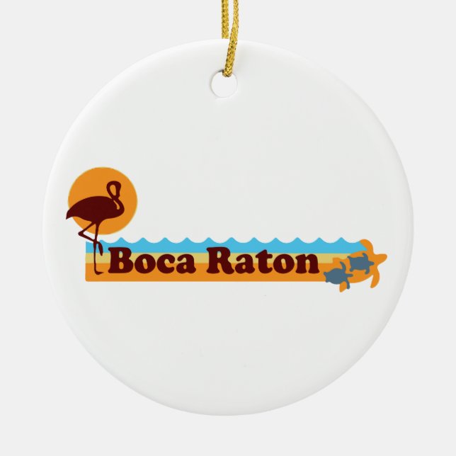 Boca Raton - Beach Design. Ceramic Tree Decoration (Front)