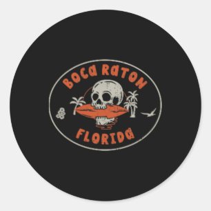 Boca Raton Florida Fl Vintage Surf Beach Front And Classic Round Sticker