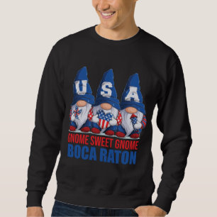 Boca Raton Florida Gnome Sweet Gnome American Flag Sweatshirt