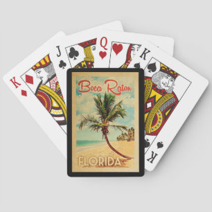 Boca Raton Florida Palm Tree Beach Vintage Travel Playing Cards