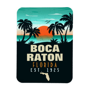 Boca Raton Florida Retro Sunset Beach Souvenirs Magnet