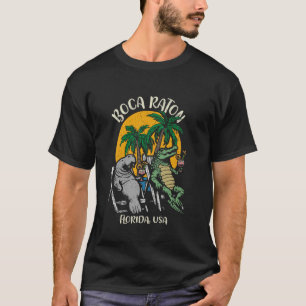 Boca Raton Florida USA Funny Manatee Alligator Des T-Shirt