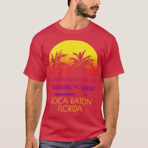 Boca Raton Florida Vintage Tropical Sunset Palm Tr T-Shirt
