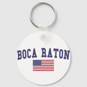 Boca Raton US Flag Key Ring