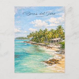 Bocas del Toro Panama Beach Watercolor Eco-Tourism Holiday Postcard