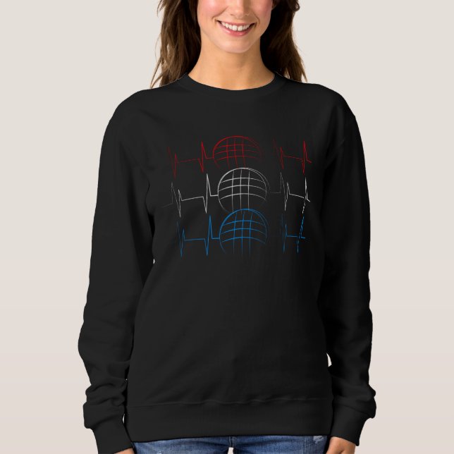 Bocce Ball Heartbeat Red White and Blue Colors Sweatshirt (Front)