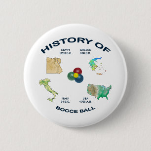 Bocce Ball History 6 Cm Round Badge