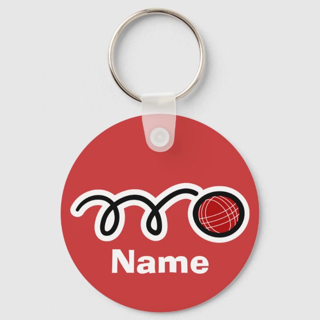 Bocce ball keychain with personalised name (Front)