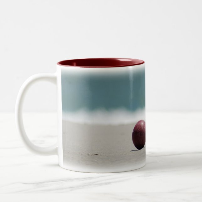 Bocce Ball on the Beach Two-Tone Coffee Mug (Left)
