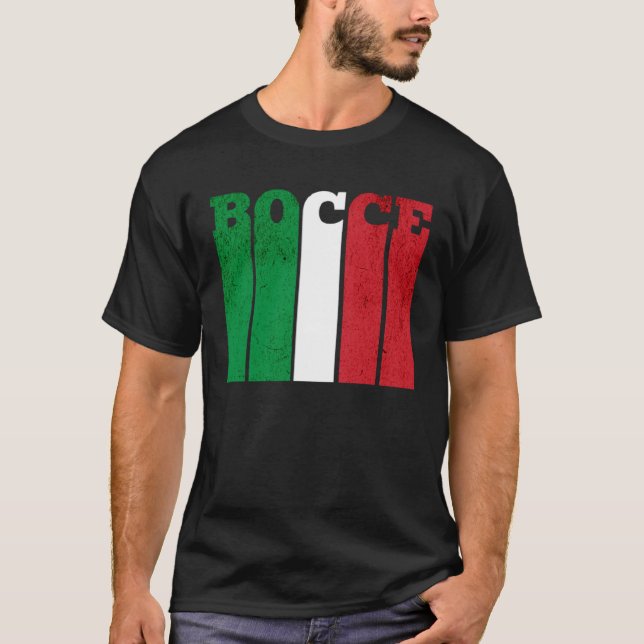 Bocce Ball Player Italia Italy Flag Bocce T-Shirt (Front)