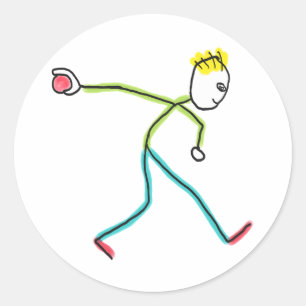Bocce Ball Stickman Classic Round Sticker