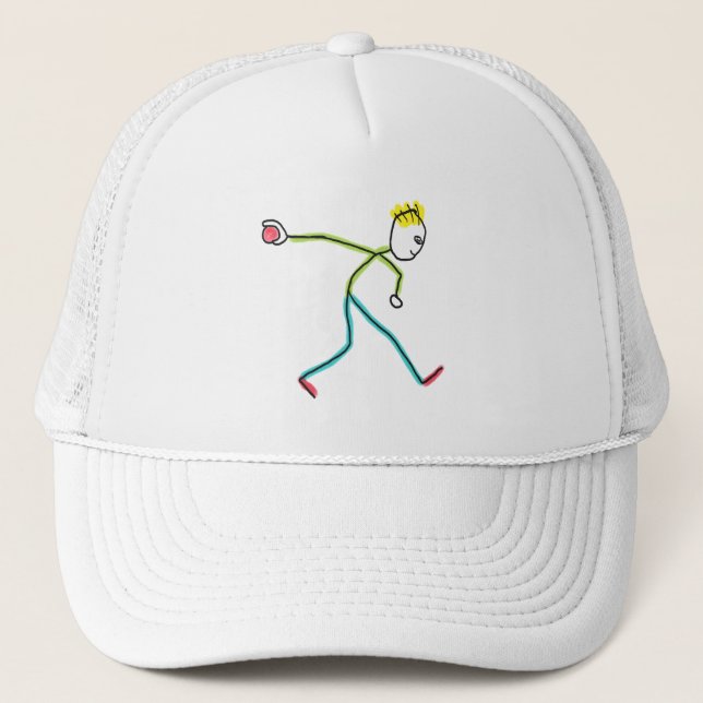 Bocce Ball Stickman Trucker Hat (Front)