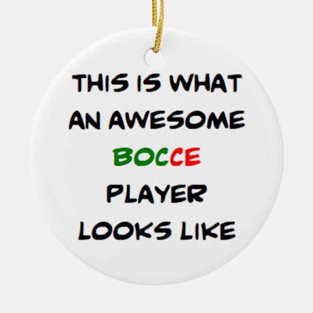 bocce player, awesome ceramic tree decoration (Front)